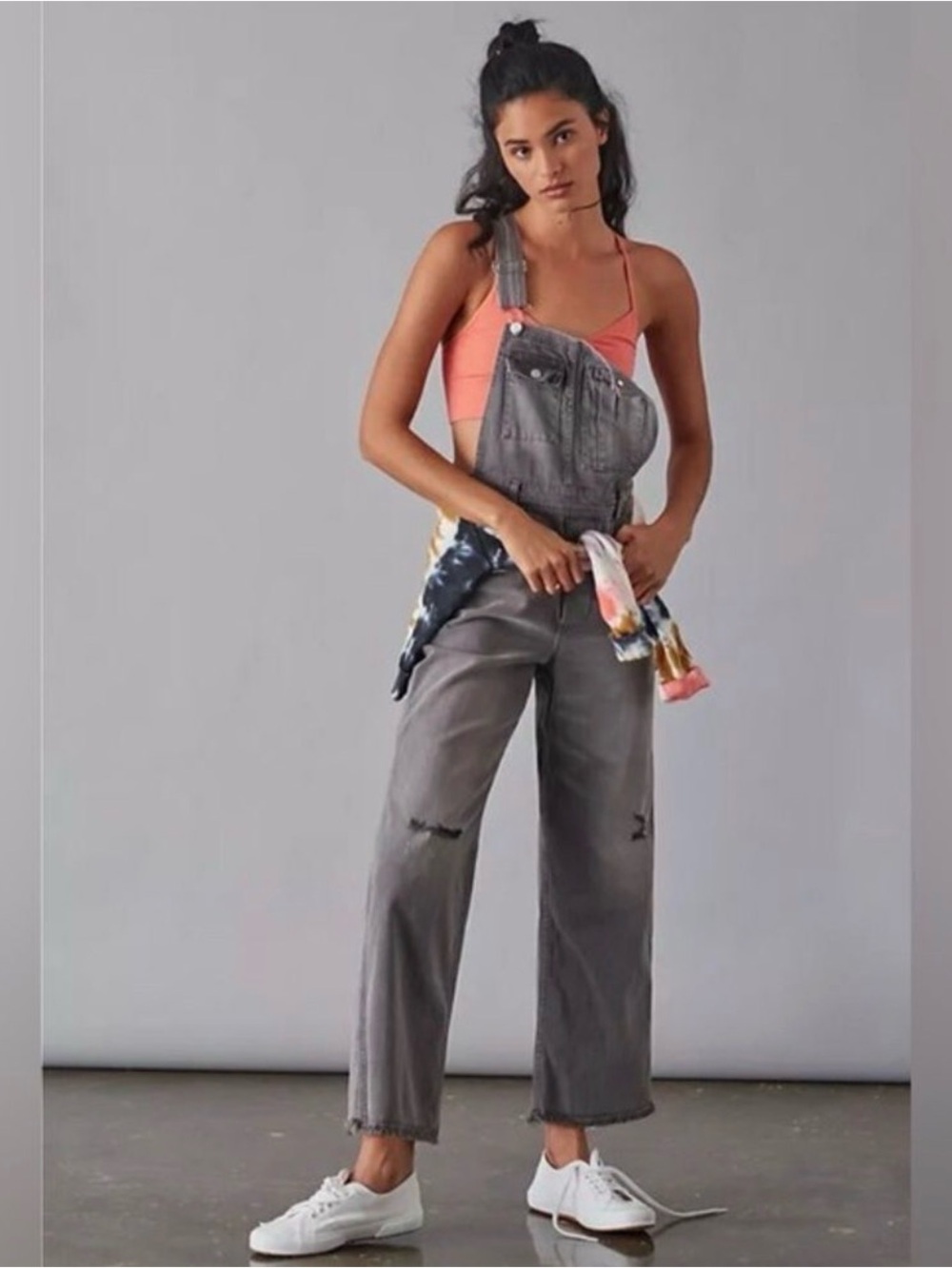 Pilcro - Gray Denim Overalls - Casual Wide Leg Jeans - 32